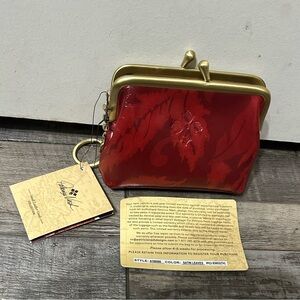 Patricia Nash Satin Leaves Kiss-Lock Coin purse NWT